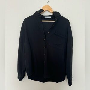 Oak + Fort OVERSIZED KNIT SHIRT in Black, Size Small